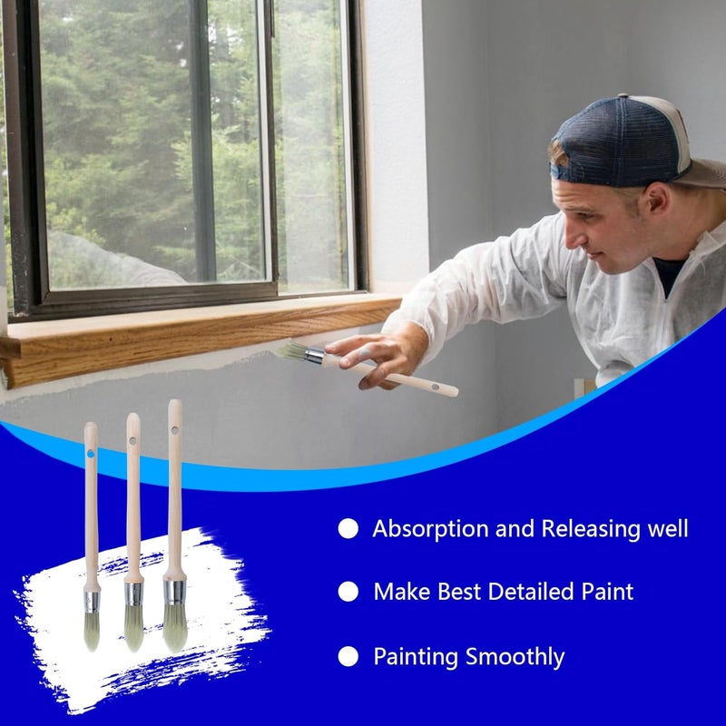 Wesquer 3Pack Small Paint Brushes - Trim Paint Brush Edge Painting Tool for Detail Areas and Small Repairs - Ideal for Art, Sash, Baseboards, and House Wall Corners with 0.6” 0.7” 0.8” - Image 4